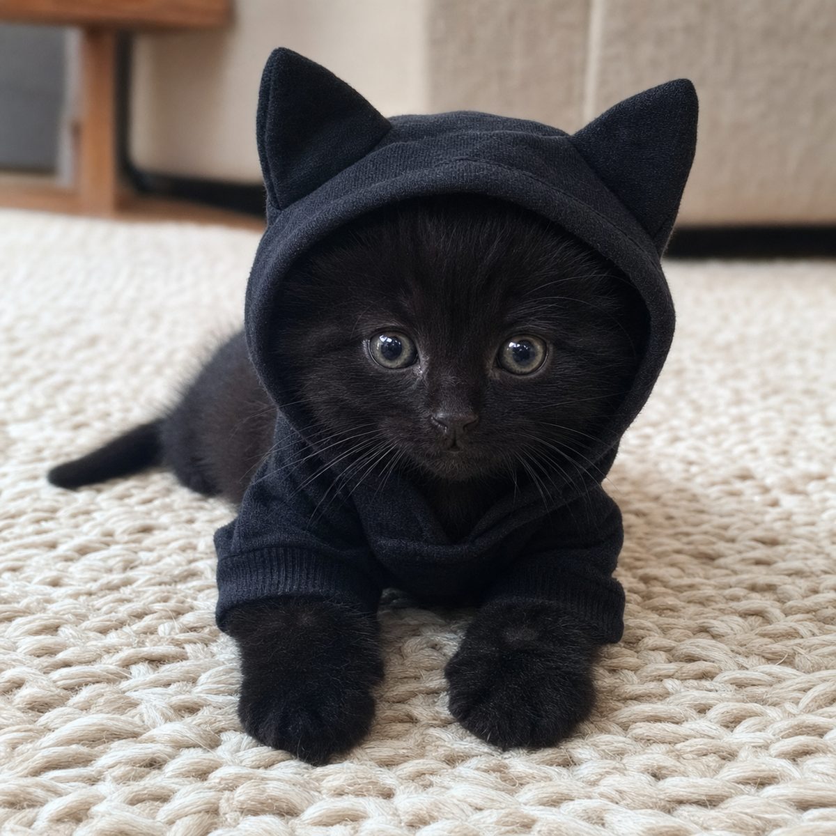 伏せる黒猫の子猫
